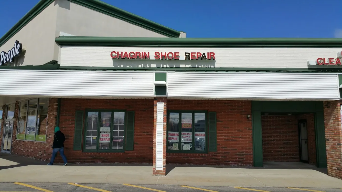 The Chagrin Shoe Repair storefront in the Village Square plaza
